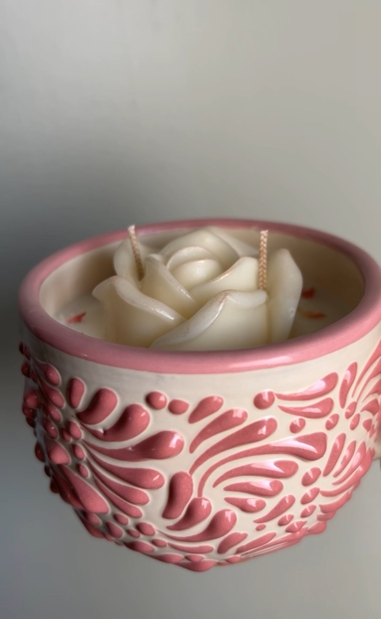 Rose candle pink Talavera mug