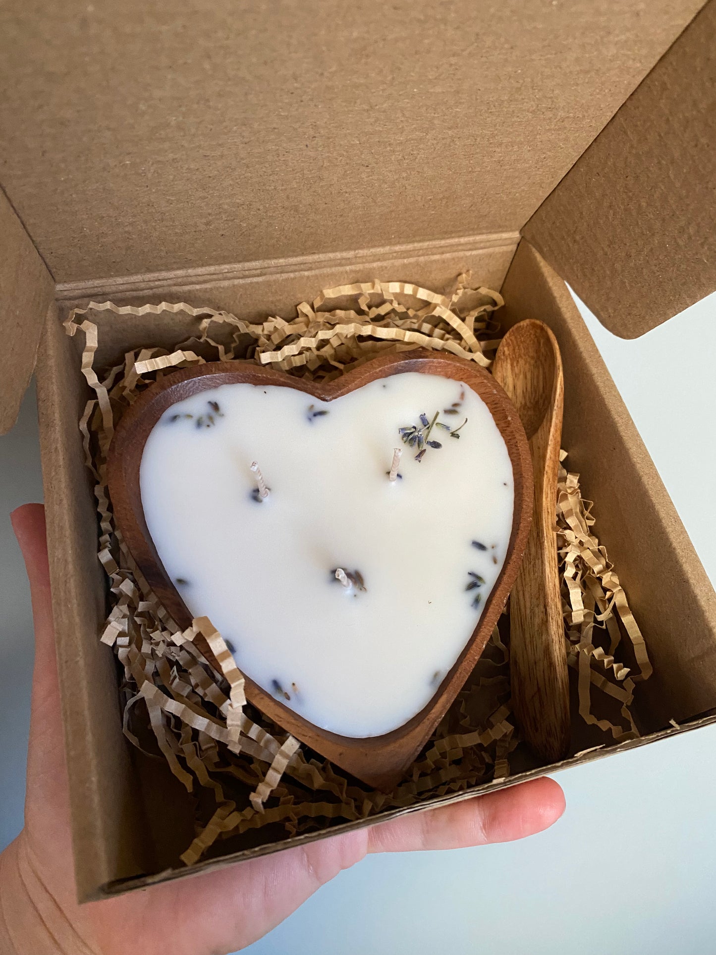 Wooden heart candle